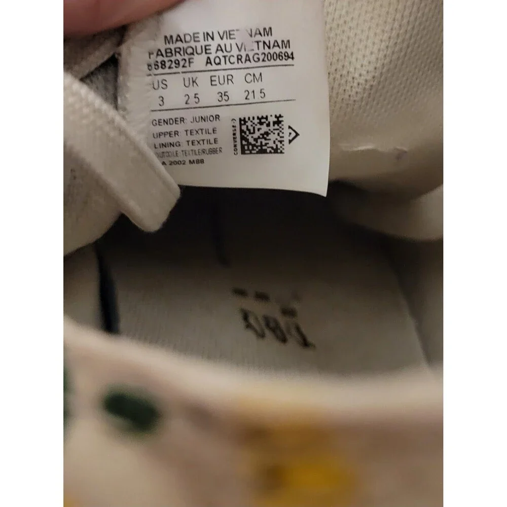 Converse Lemon Print Low Top Sneakers Juniors Youth Size 3 Yellow Lace Up